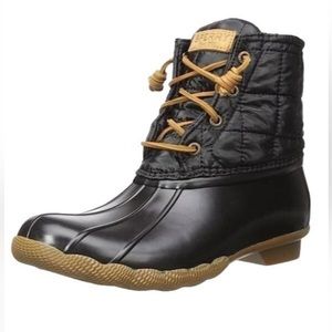 Sperry Saltwater Black Quilted Duck Boot women’s size 8.5
